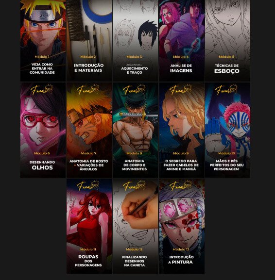Como funciona o curso fan art e seus módulos