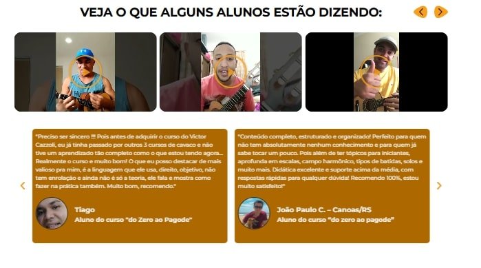 Depoimentos de alunos do Cavaquinho Iniciante do Zero ao Pagode