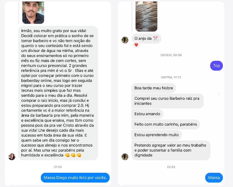 Depoimentos de alunos do Curso Barbeiro Raiz Online