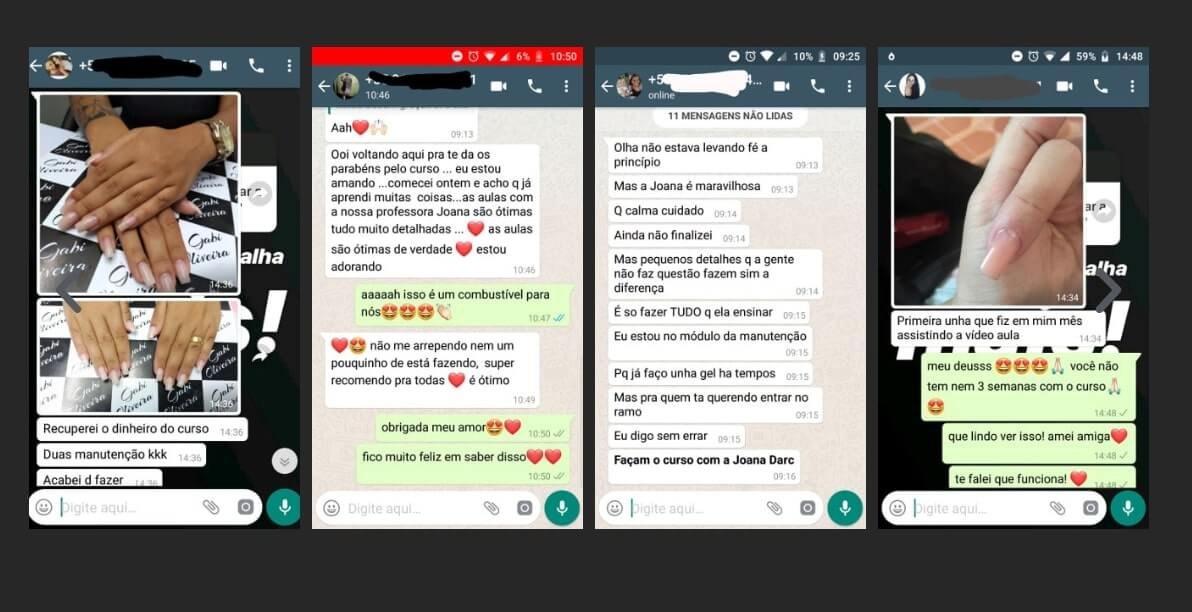 Depoimentos de alunos do Curso de Unhas de Acrigel