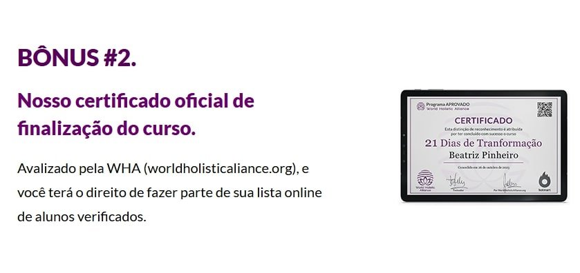 Quais benefícios do Curso 21 Dias de Transformação