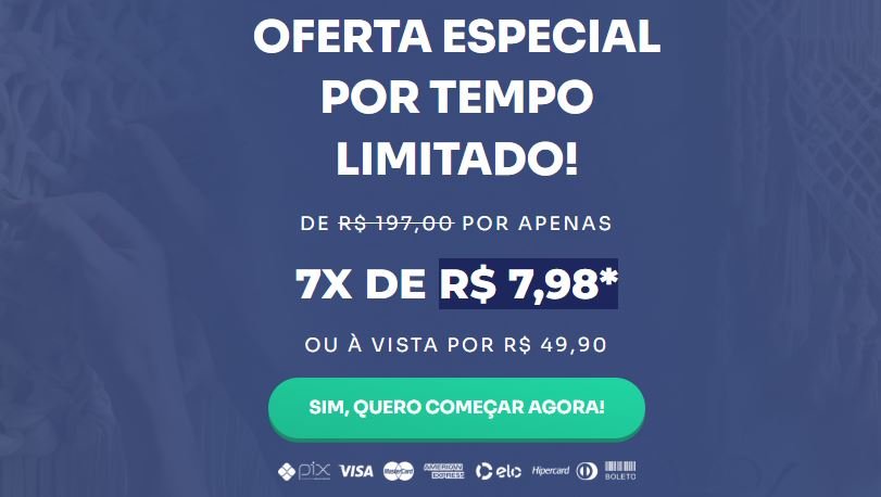 Qual o preço do curso Academia Macramê na Prática Tem cupom de desconto