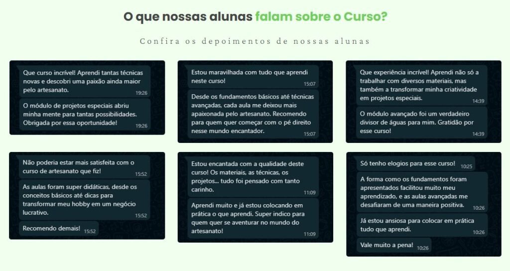 Depoimentos de alunos do Curso Artesanato na Prática