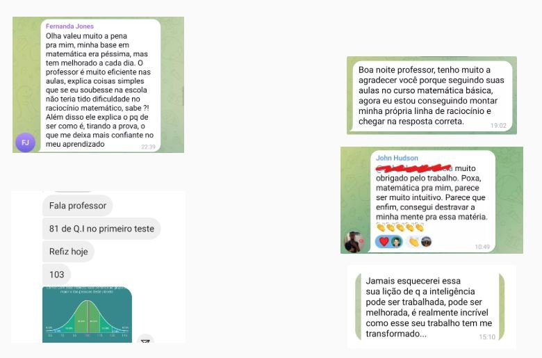 Depoimentos de alunos do Curso MatemáticaZERO 2.0