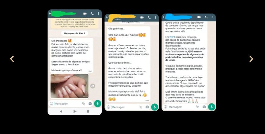 Depoimentos de alunos do Curso de Alongamento de Unhas em Fibras