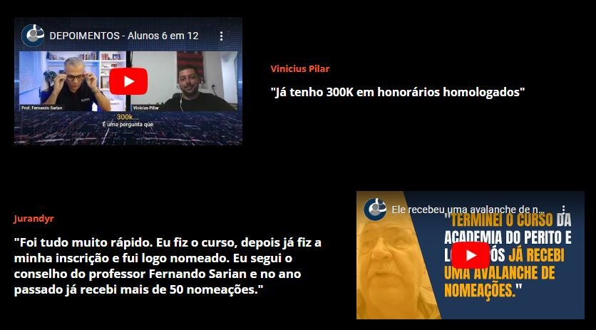 Depoimentos de alunos do Projeto Perito 6 em 12