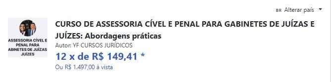 Qual o preço do Curso de Assessoria Cível e Penal para Gabinetes de Juízas e Juízes Tem cupom de desconto