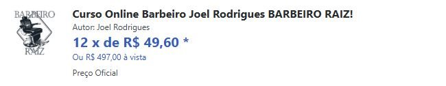 Qual o preço do curso Online Barbeiro Joel Rodrigues Tem cupom de desconto