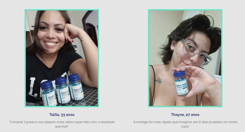 Depoimentos dos clientes do Ozenvitta