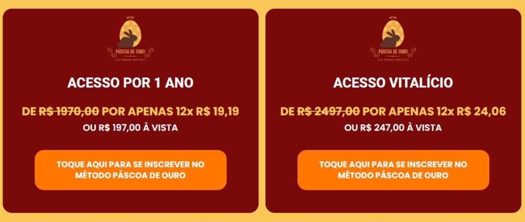 Qual o preço do Método Páscoa de Ouro Tem cupom de desconto