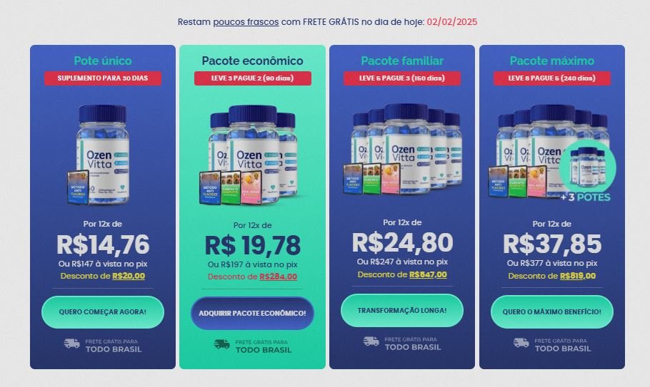 Qual o valor do Ozenvitta Tem cupom de desconto