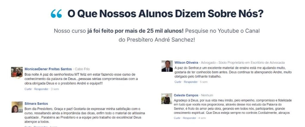 Depoimentos de alunos do Conheça Sua Bíblia de Capa a Capa