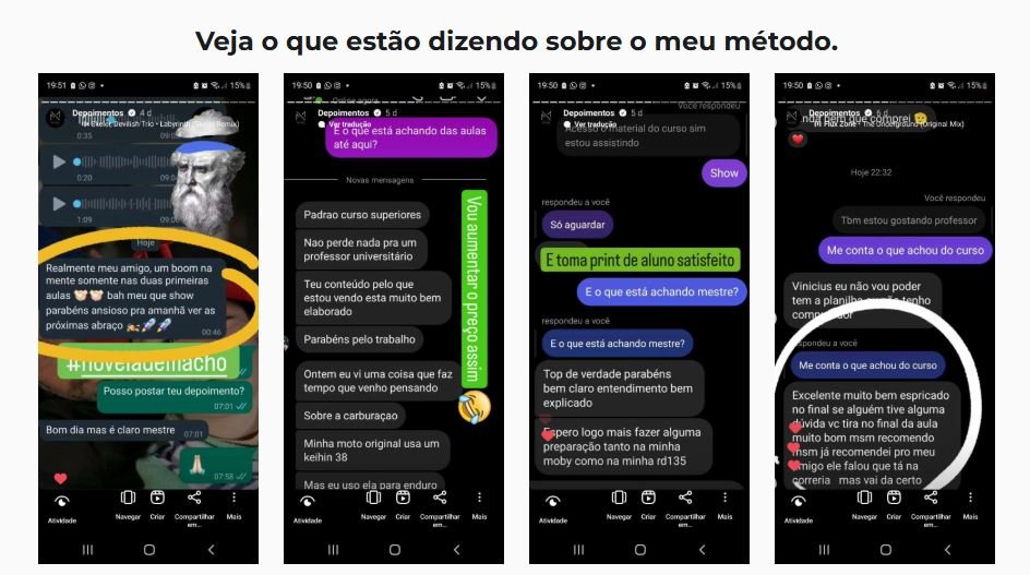 Depoimentos de alunos do Mestre em 2 Tempos