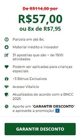 Qual o preço do Alfabetinho Atividades para Alfabetização Tem cupom de desconto