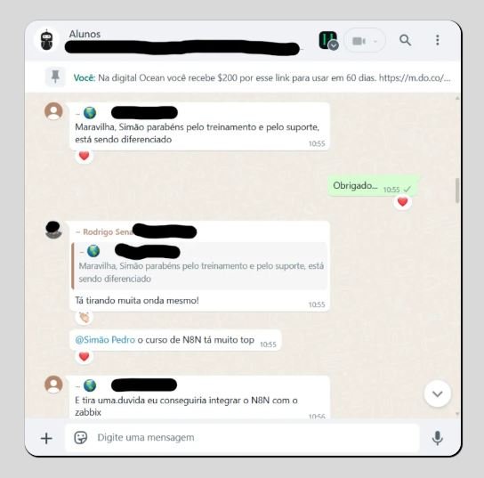 Depoimentos de alunos do Automação e Agentes de IA com n8n