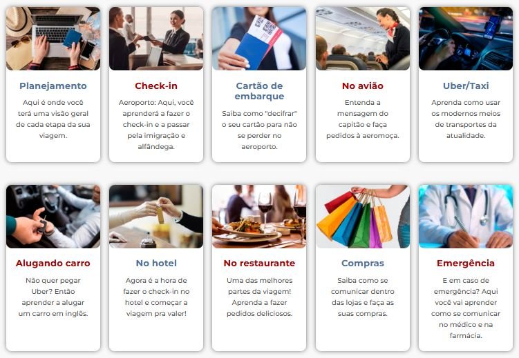 Como funciona Inglês para Viagens Intensivo com o Casal Xavier e seus módulos