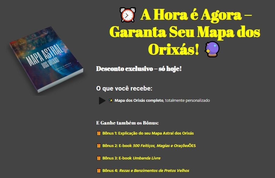 Qual o preço Mapa Astral dos Orixás Tem cupom de desconto