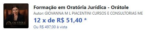Qual o preço Formação em Oratória Jurídica Orátole Tem cupom de desconto