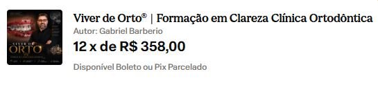 Oferta do curso Viver de Orto com valor de 12 parcelas de R$ 358,00 e opções de pagamento via boleto ou Pix parcelado.