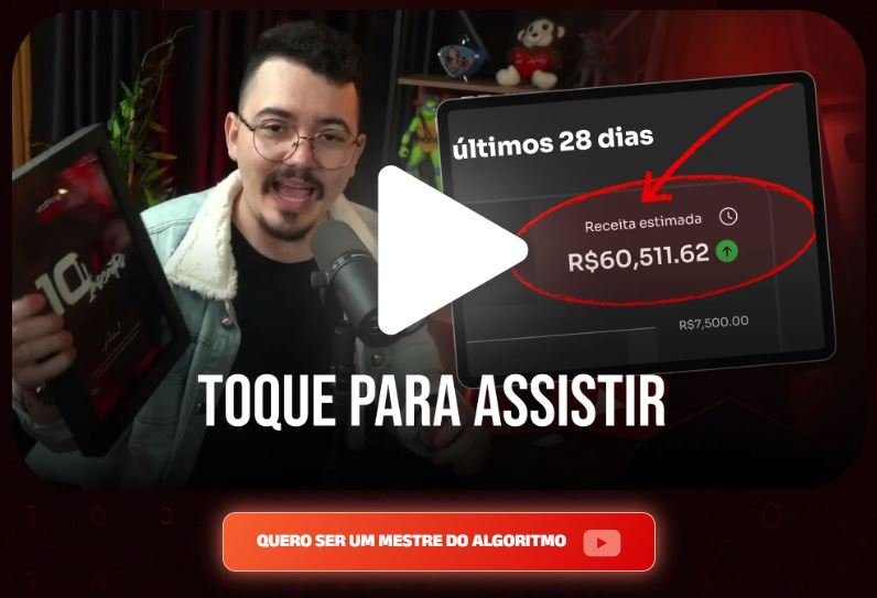 Caio Ferreira apresentando resultados de monetização no YouTube no curso Mestres do Algoritmo