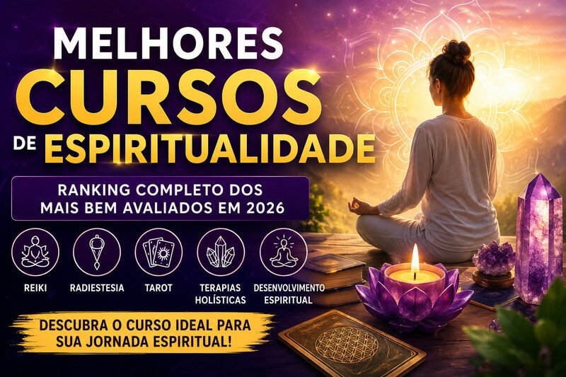 Pessoa Meditando Cercada Por Elementos Espirituais Representando Os Melhores Cursos De Espiritualidade Em 2026, Incluindo Reiki, Tarot, Radiestesia, Terapias Holísticas E Desenvolvimento Espiritual.