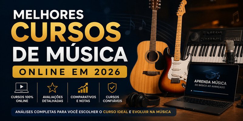 Instrumentos Musicais Representando Os Melhores Cursos De Música Online, Incluindo Violão, Guitarra, Teclado E Canto Para Aprendizado Pela Internet.
