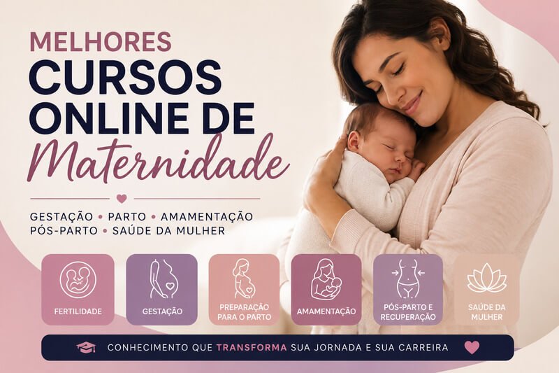 Mãe Segurando Um Recém-nascido Enquanto Representa Temas Como Gestação, Parto, Amamentação, Pós-parto E Saúde Da Mulher Em Um Artigo Sobre Cursos Online De Maternidade.