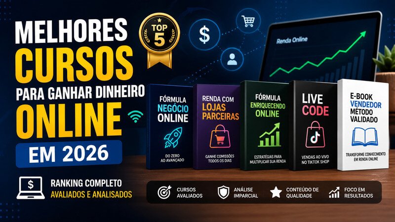 Ranking Dos Melhores Cursos Para Ganhar Dinheiro Online Em 2026 Com Opções De Marketing Digital, Afiliados, Tiktok Shop E Produtos Digitais